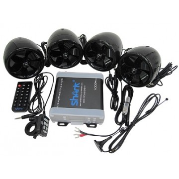 SHARK Max 1000W Stereo 4 Channels Bluetooth Motorcycle Audio Amplifier 