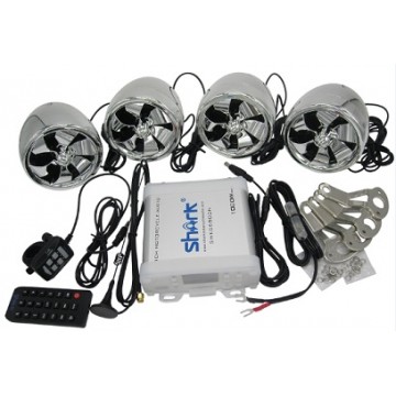 SHARK Stereo Max 4*250W Bluetooth Motorcycle Audio Amplifier Chrome