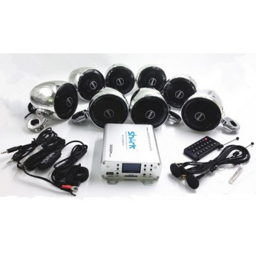 SHARK 3000W 7.1 Channels Motorcycle Audio Kits Chrome(8 Die-casting Bracket Speakers)