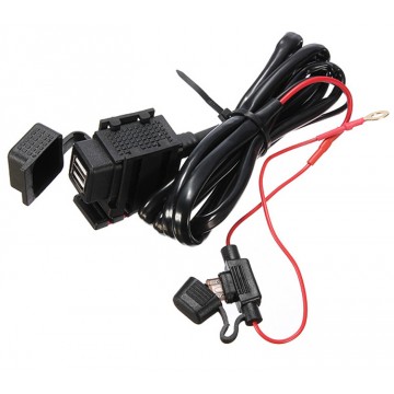 Motorcycle 12V 2USB Mobile Phone Power Supply Port Socket GPS Charger Waterproof